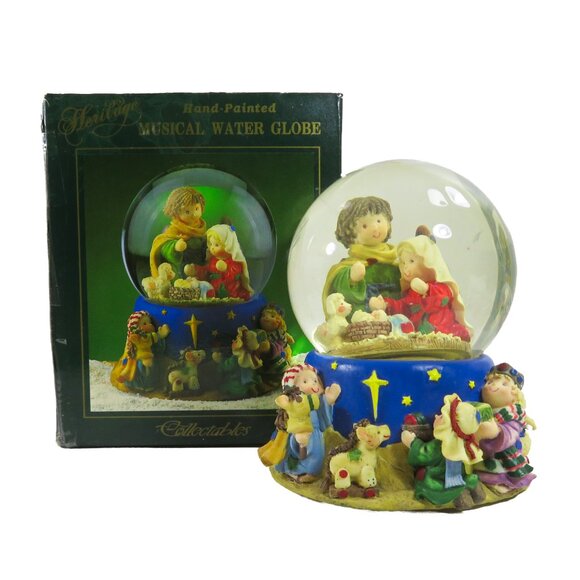 Vintage O'WELL NOVELTY Heritage Musical Water Globe Hand Painted "Silent Night" - Picture 3 of 15